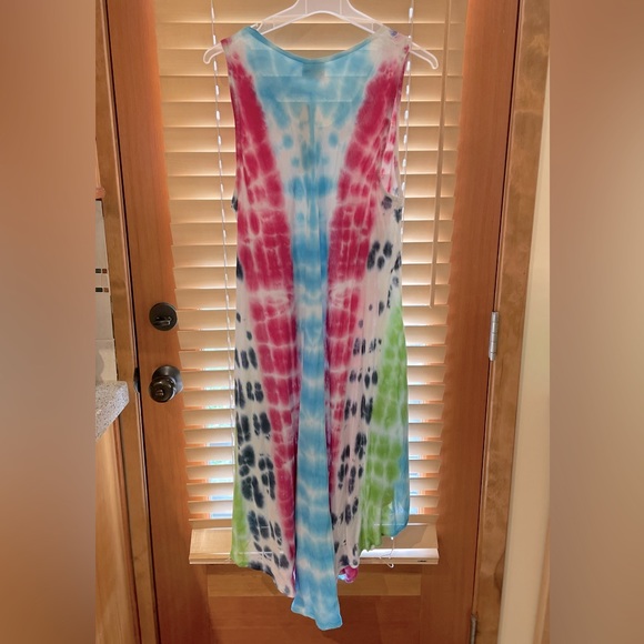 Hand painted tie dyed summer sleeveless dress one size fits all NWT NEW - Picture 5 of 10